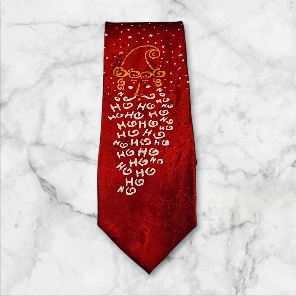 Red Christmas Santa Tie HO HO HO Novelty Holiday Necktie